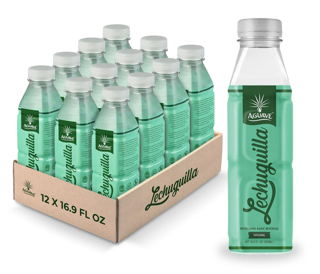 AGUAVE Lechuguilla | Mexico's Original Prebiotic Agave Drink | Naturally Fermented | Low Sugar | Gut Health | Non-Alcoholic | 16.9 Fl Oz, 12-Pack