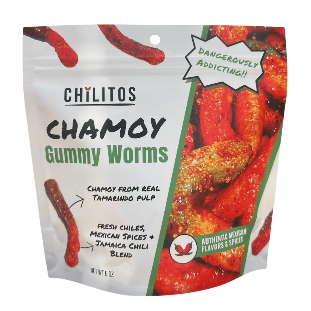 Chilitos Sweet, Sour & Spicy Chamoy Candy - Mexican Gummy Candy & Chamoy Gushers for All Ages, Authentic Dulces Mexicanos Enchilados as Seen on TikTok! (8 oz Jar, Gusher Balls Jar)