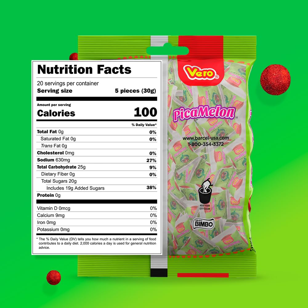 Vero PicaTamarind - Tamarind Flavor Chewy Gummy Treats Coated With Chili Powder & Sugar 100 Pieces (5.15 Oz) - Mexican Candy - Individually Wrapped Gummies for Halloween, Piñatas, and More