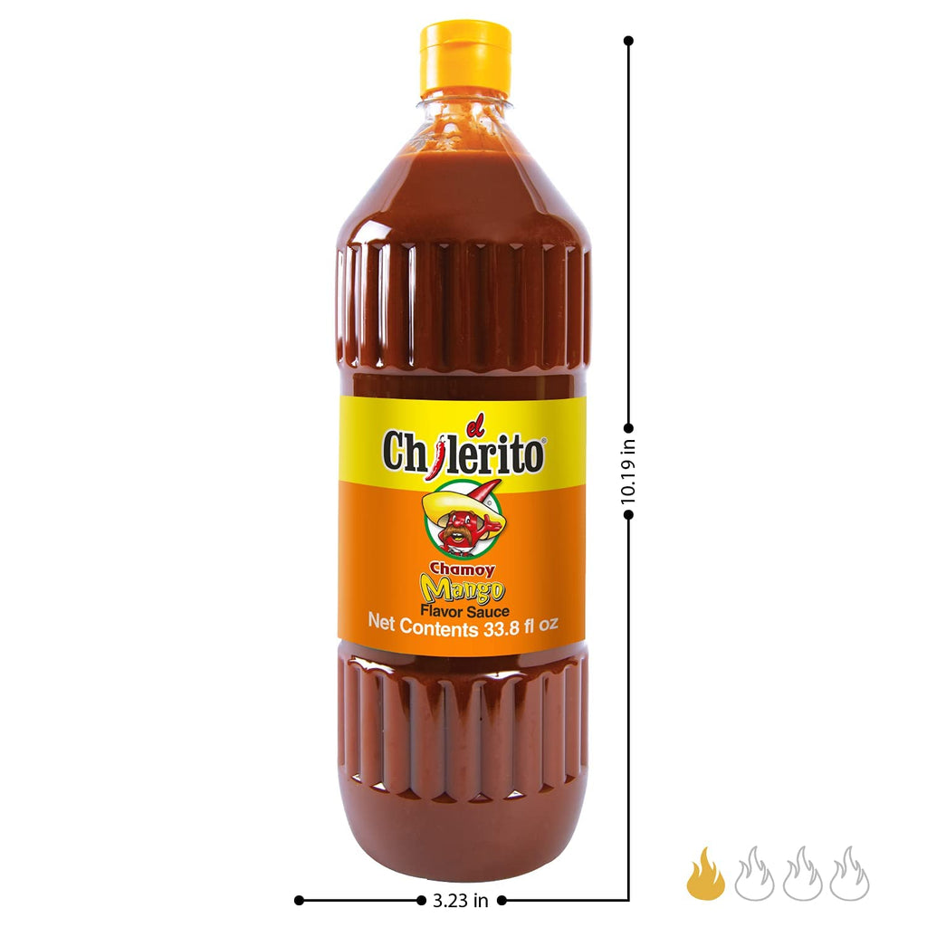 EL CHILERITO Combo Chamoy Sauce Mango Flavor 1L/ 33.8 Fl. Oz + Sauce Chamoy Flavor 355ml/ 12.0Fl. Oz - Mexican Food - Excellent For Garnishing Fruits And Snacks - Natural Ingredients - Bundle
