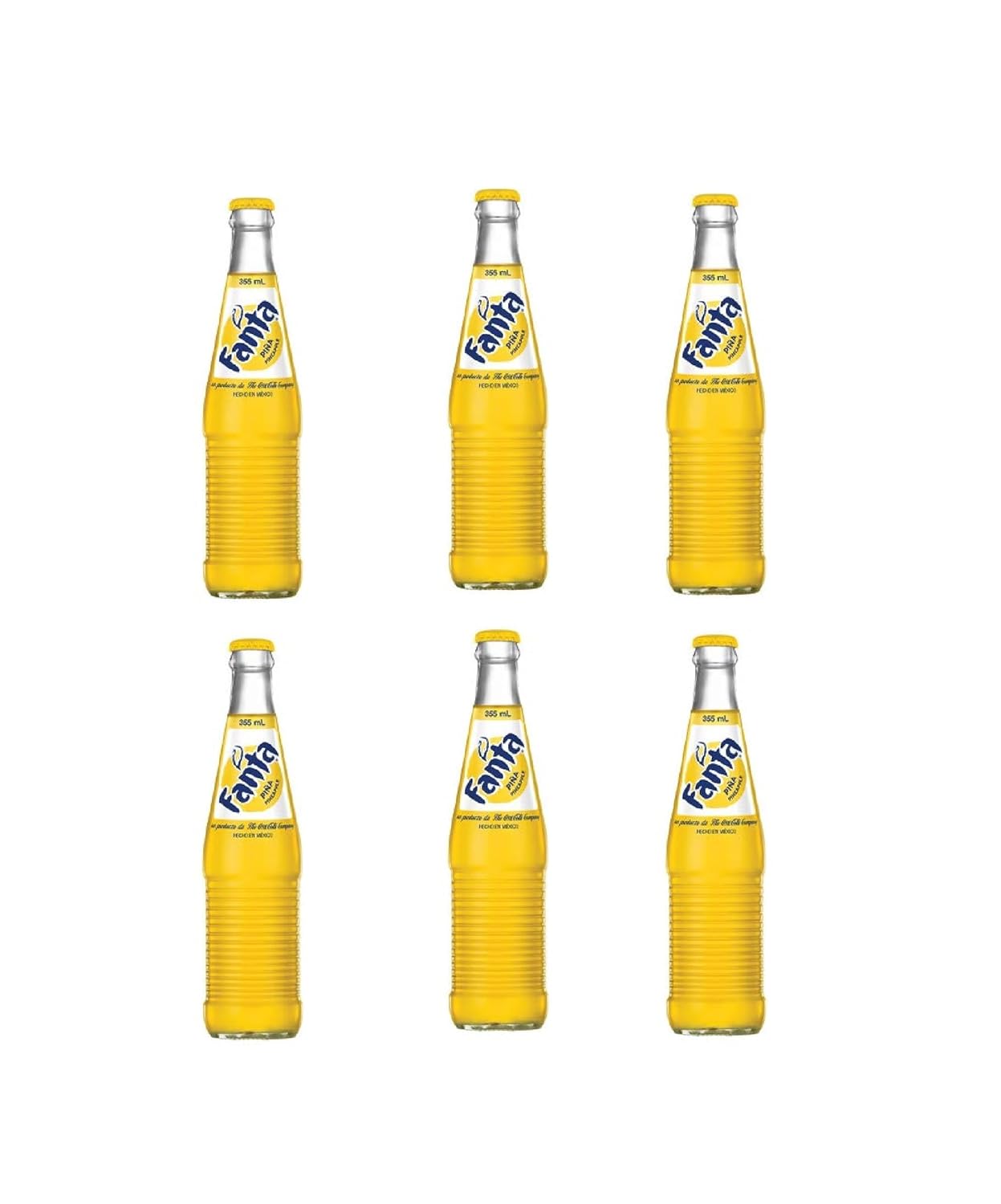 Generic SODA GLASS BOTTLES 12 oz. pack of 6, FANTA DE MEXICO PINEAPPLE