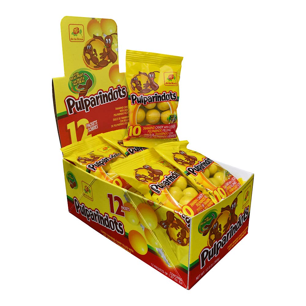 De La Rosa Pulparindots Tamarind Flavor, 12 Packets, 10 Pcs EA and 2 pulparindos tamarind flavor