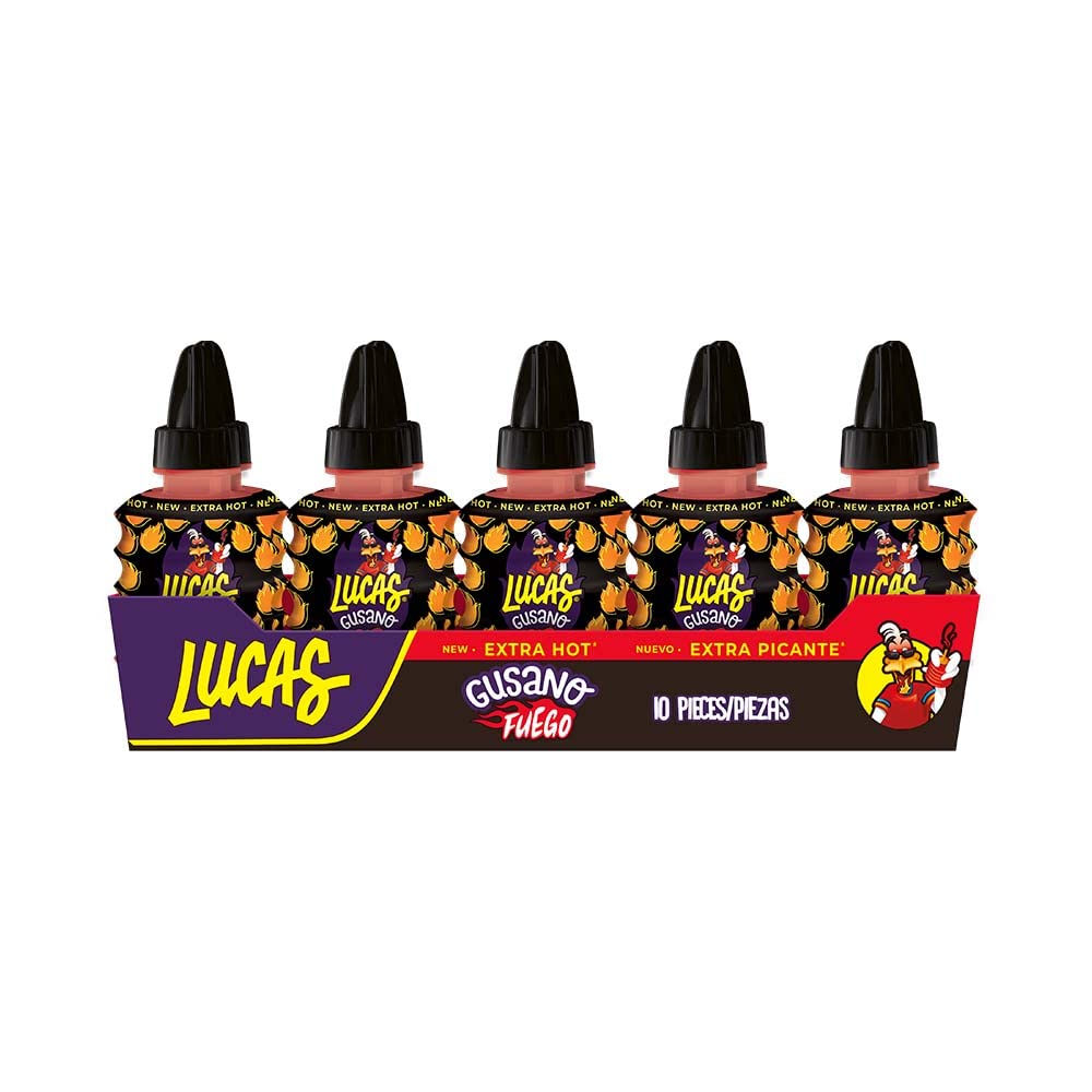 Lucas Chamoy Flavored Hot Liquid Candy, Gusano, 10 Pieces, 1.26 Ounces (Pack Of 10)