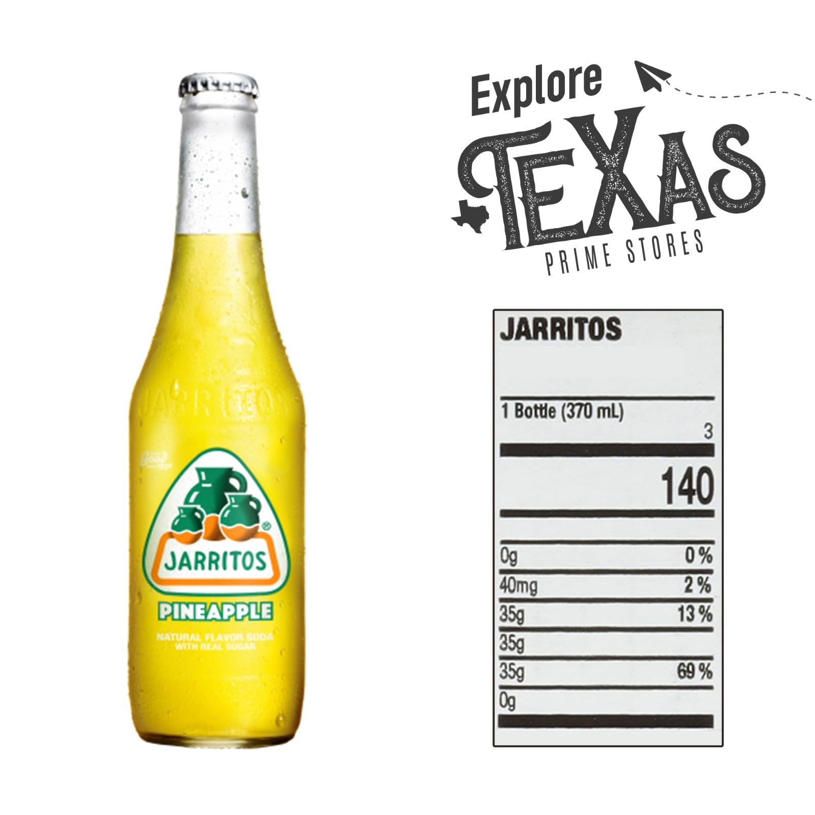 Jarritos 12-Pack of Pineapple Mexican Soft Drink Glass Bottle 12 fl oz Made with 100% Natural Sugar