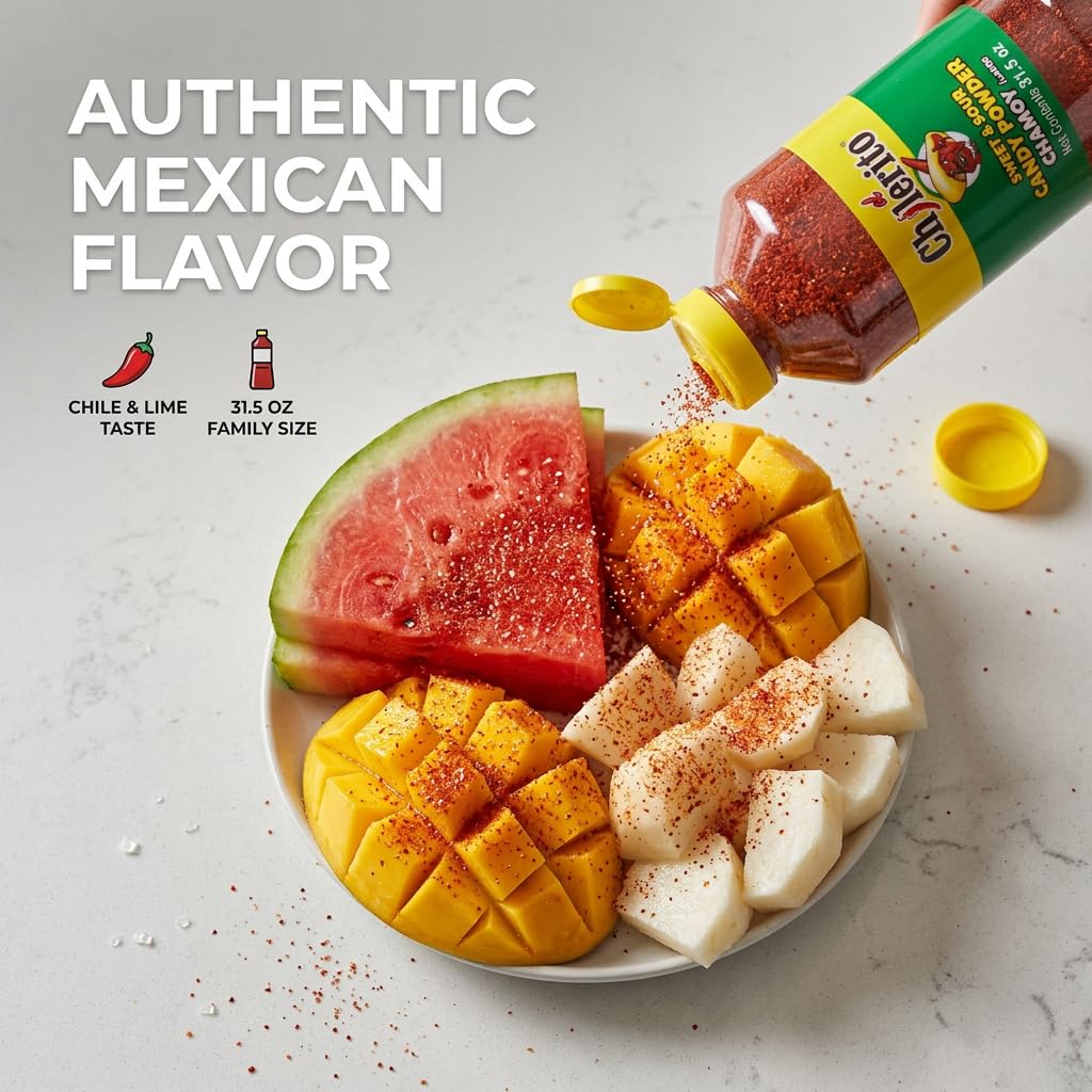 EL CHILERITO Mexican Candy Powder Set - Blueberry, Chamoy, Mango, Tamarind - 4 Pack (32.2 Fl Oz) Kosher