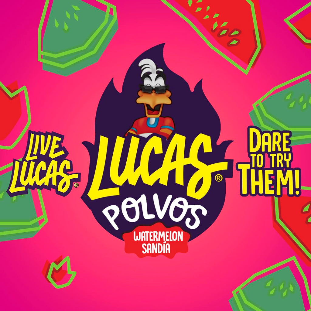 Lucas Powder Watermelon Flavored Candy, 0.71oz - 10 Pieces Pack for Treats, Fruit, Parties, Piñatas