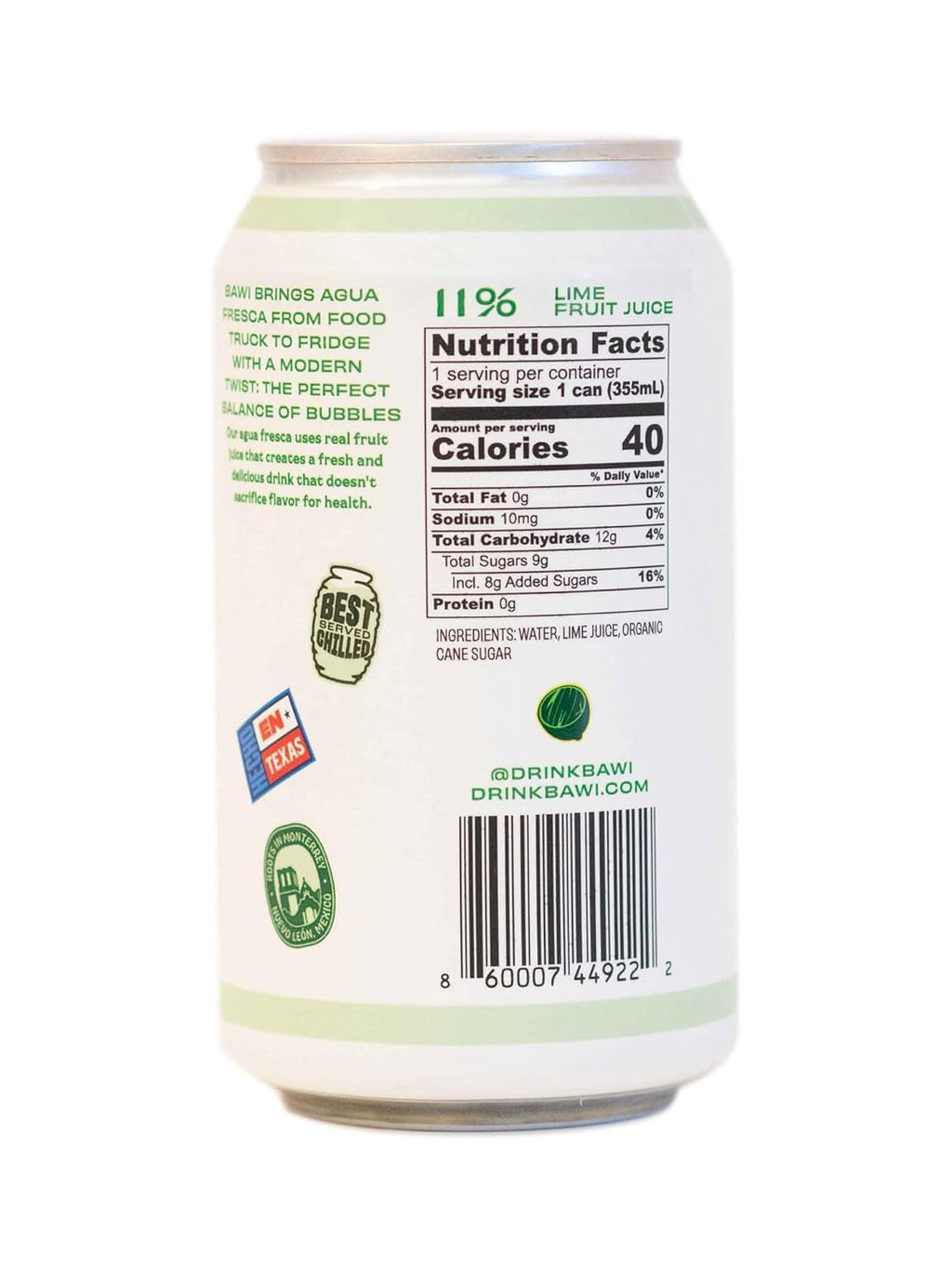 Bawi Sparkling Agua Fresca, 4 Pack Sparkling Water, Plant-Based, Low Calorie, Less Sugar, Mexican Drink Made in the USA (4 Count, Guava)