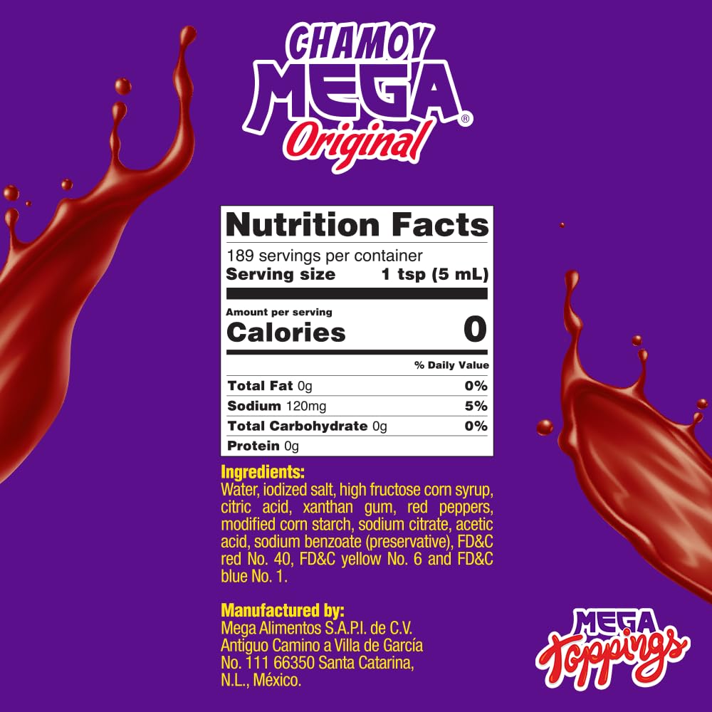 Chamoy Mega Sauce – 33.8 oz Authentic Mexican Chamoy for Fruit, Candy & Drinks – Sweet, Tangy, Salty & Mildly Spicy with a Bold, Classic Mexican Flavor