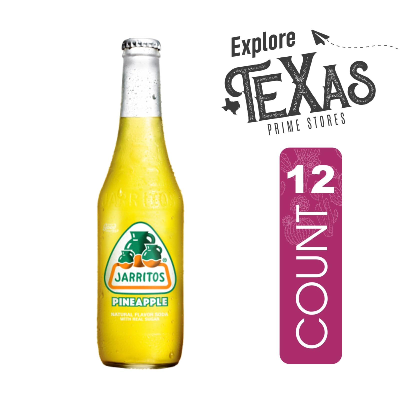 Jarritos 12-Pack of Pineapple Mexican Soft Drink Glass Bottle 12 fl oz Made with 100% Natural Sugar