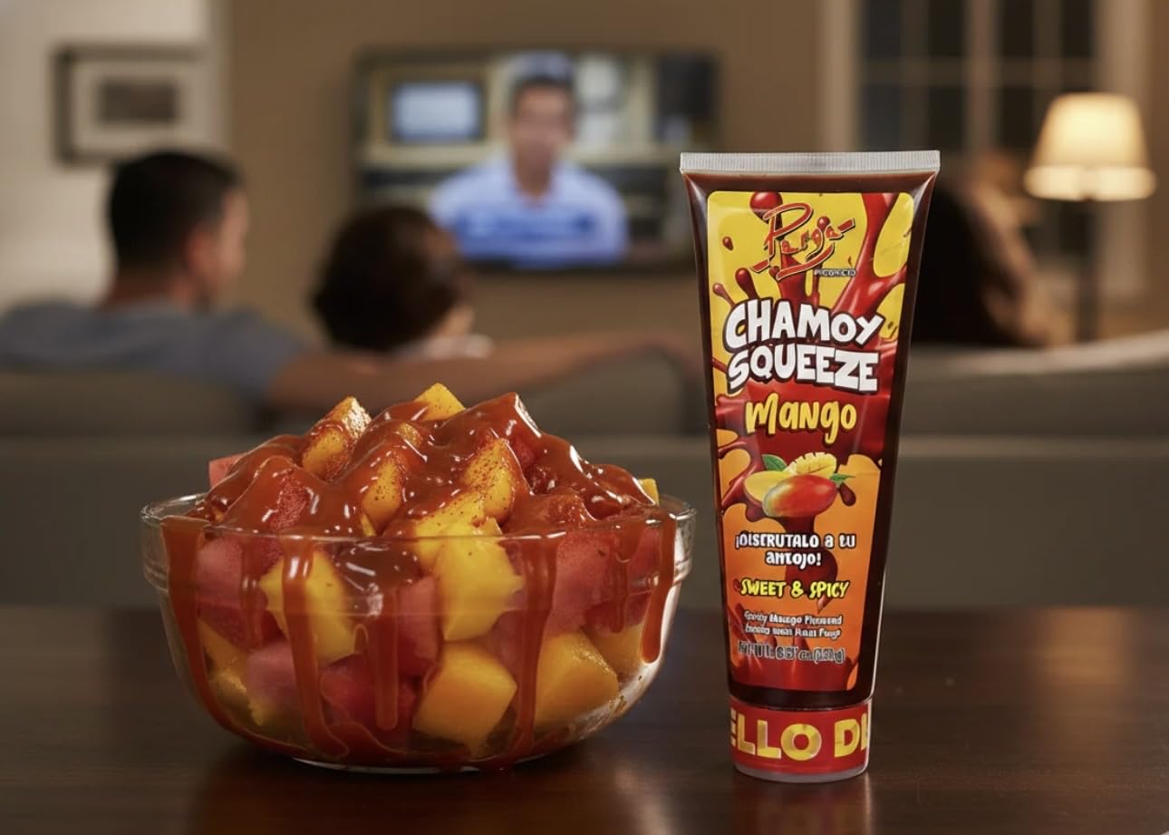 CHAMOY SQUEEZE VARIETY sauce with pulp mango watermelon & tamarind for a spicy tangy & sweet flavor 3 pk