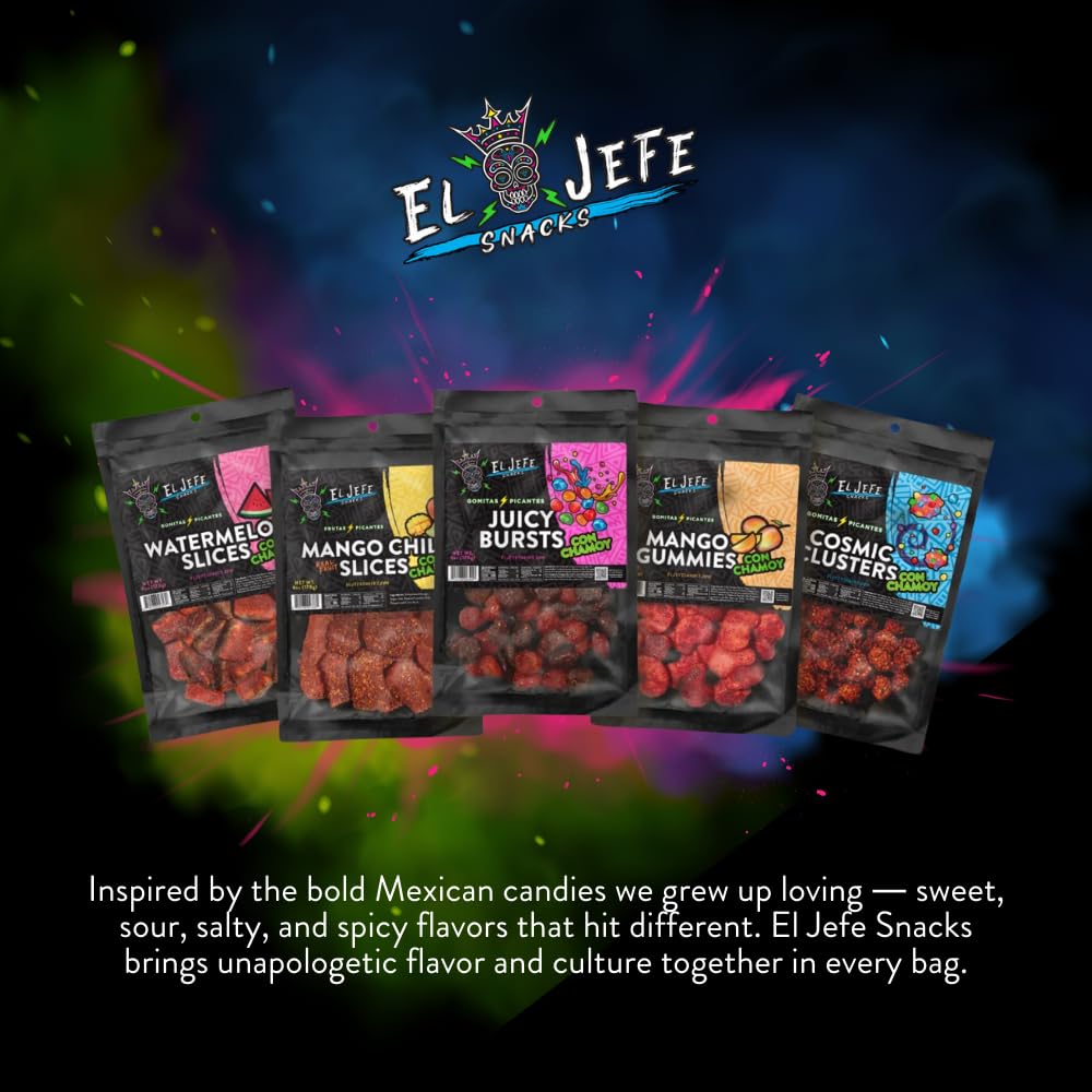 El Jefe Snacks Chamoy Red Ropes Candy – Sweet, Spicy & Tangy Mexican Chamoy Candy – Chewy Strawberry Ropes Coated in Chamoy – Gummy Candy, Authentic Mexican Snack, 6oz