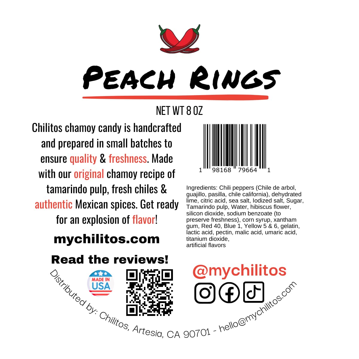 Chilitos Sweet, Sour & Spicy Chamoy Candy - Mexican Gummy Candy & Chamoy Gushers for All Ages, Authentic Dulces Mexicanos Enchilados as Seen on TikTok! (8 oz Jar, Gusher Balls Jar)