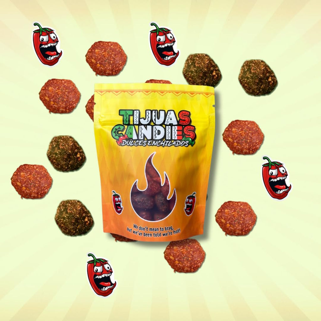 Tijuas Spicy Chamoy Gusherz Fruit Candies | Sweet, Sour & Spicy, Chamoy Coated, Mexican-Style Dulces Enchilados