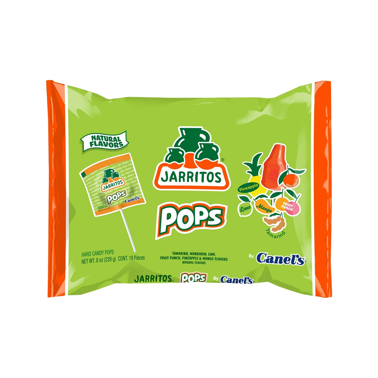 Jarritos Lollipops – 2 Pack – Bottle-Shaped Mexican Hard Candy with Natural Fruit Flavors – 1 Spicy & 1 Original Bags Sweet Candy Treats for Snacking & Gifting