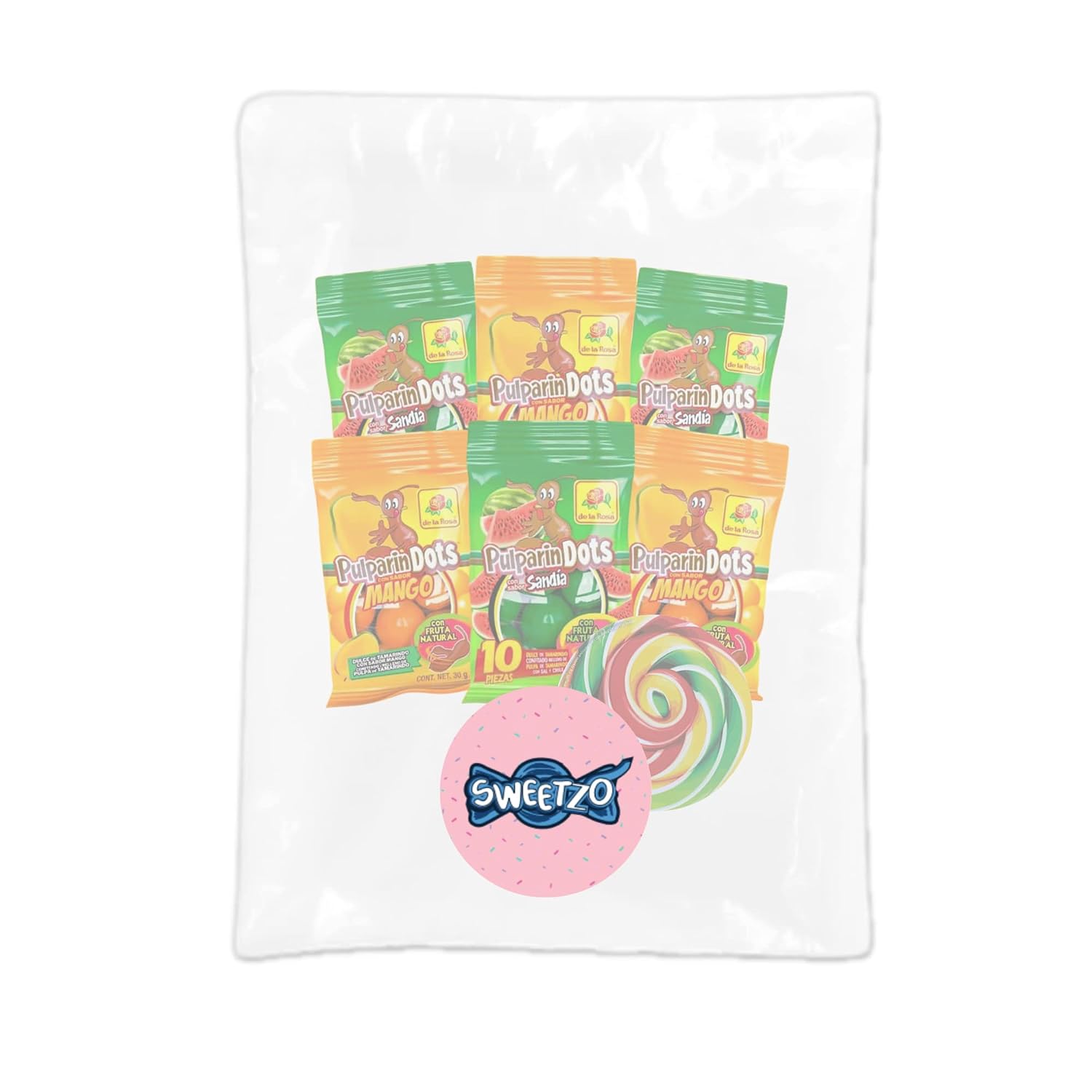 Sweetzo - Tamarindo Mexican Candies, Mango and Watermelon Flavored Candy Filled with Tamarind Pulp, Shareable Individual Serving Size Bags, Pack of 6