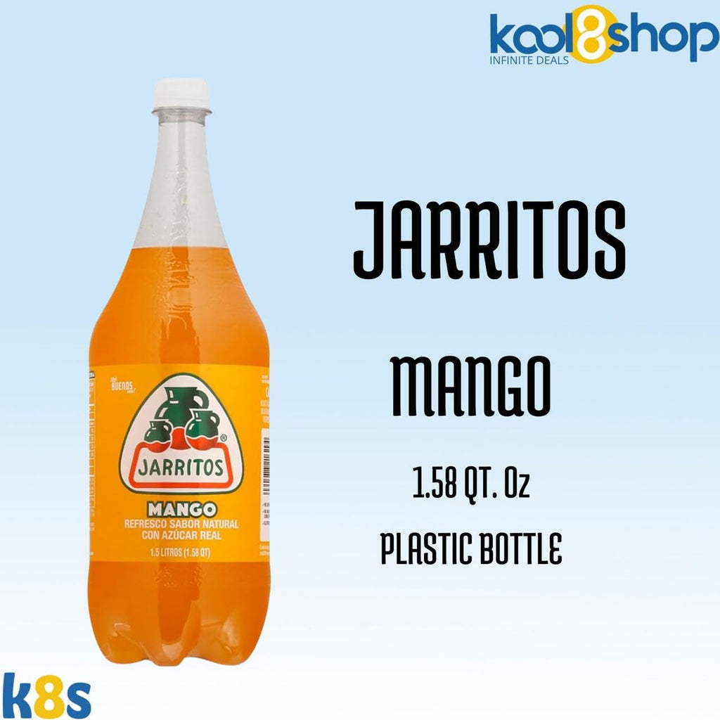 Jarritos Variety Collection Mexican Soft Soda Drink Flavors May Vary 1.5 Lt Plastic Bottles 5-Pack + 15 Sugarcane Disposable Straws by KOOL8SHOP Infinite Deals