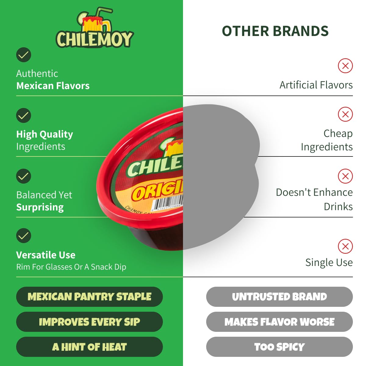 CHILEMOY Rim Dip Chamoy | Handcrafted Mexico | Chamoy Rim Paste for Cocktails, Beer, Seltzer, Michelada Rim Dip | Tajin Rimmer for Cocktails 8oz Mango