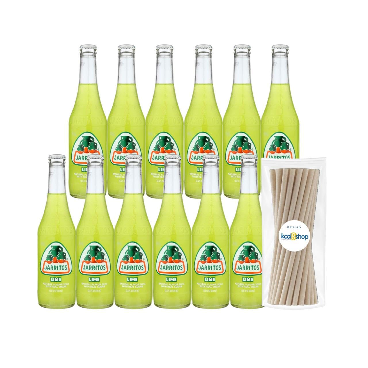 Jarritos Variety Pack Mexican Soft Soda Drink 12 fl oz Glass Bottles 12 Pack + 15 Sugarcane Disposable Straws by KOOL8SHOP Infinite Deals