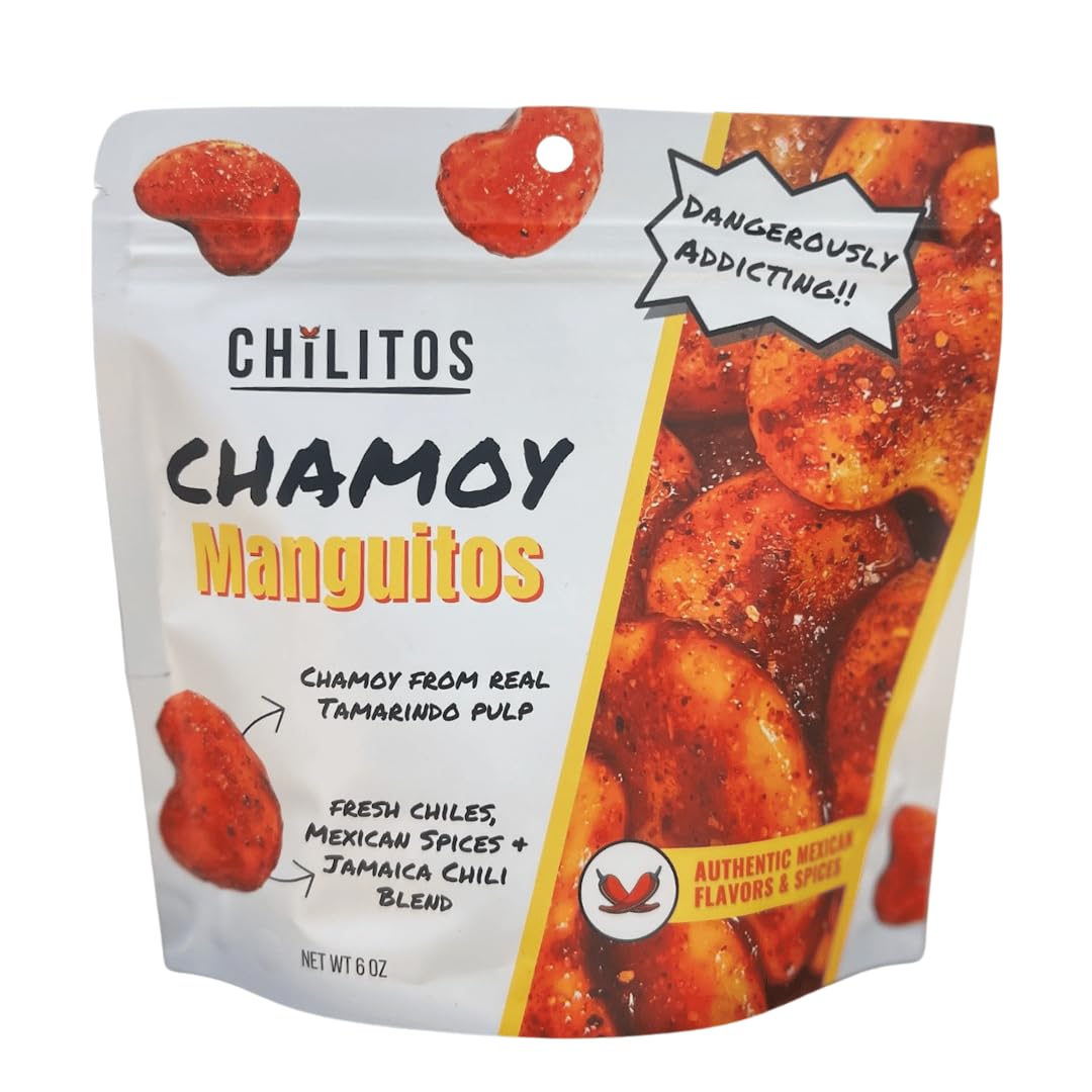 Chilitos Sweet, Sour & Spicy Chamoy Candy - Mexican Gummy Candy & Chamoy Gushers for All Ages, Authentic Dulces Mexicanos Enchilados as Seen on TikTok! (8 oz Jar, Gusher Balls Jar)