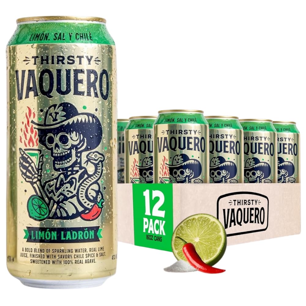 Thirsty Vaquero, Variety Pack, Mexican-inspired soda, Real Fruit Juice & Savory Spices, Organic Agave, Low Calorie | Lime, Salt & Chile, Watermelon Jalapeno, Mango Habanero (12-Pack | 16Oz Cans)
