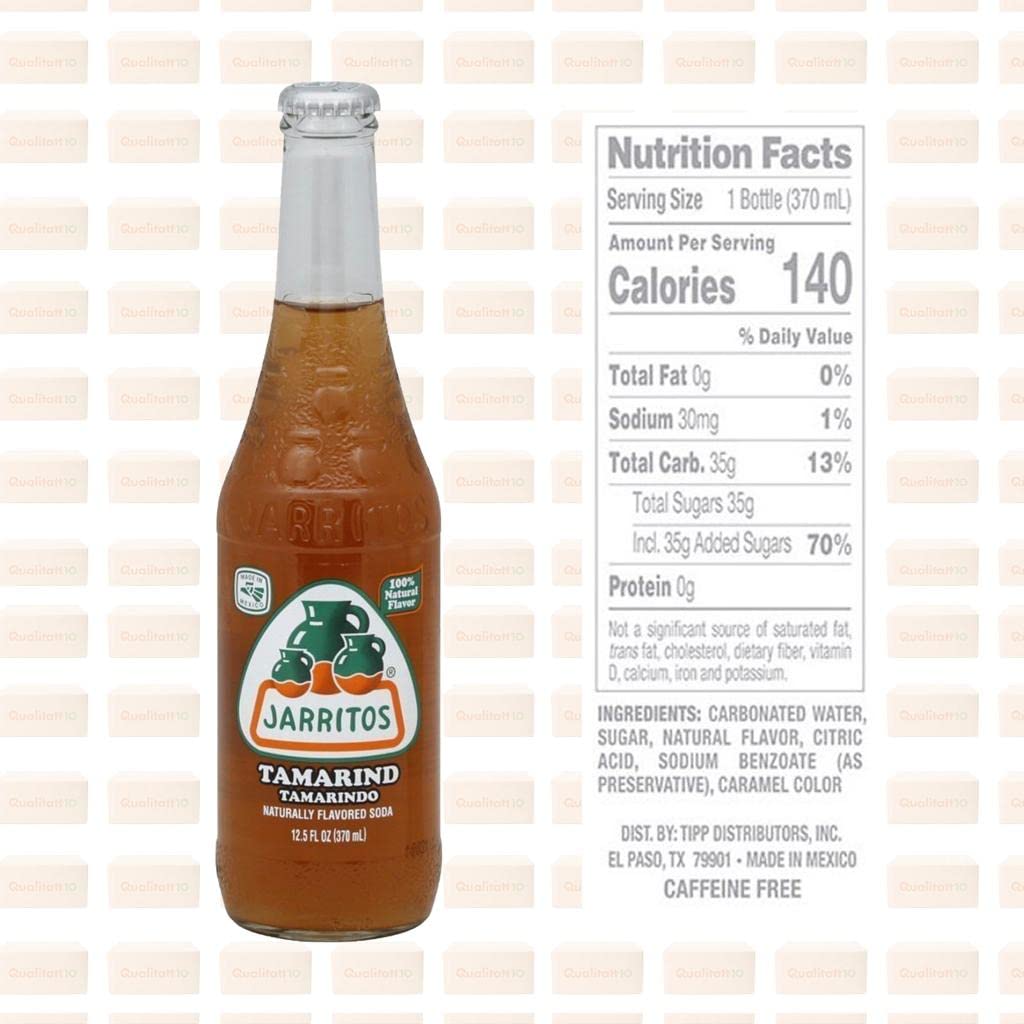 QUALITATT 10 Jarritos Mexican Soft Soda Drink Tamarind Glass Bottle 12 fl oz 12 Pack by Qualitatt