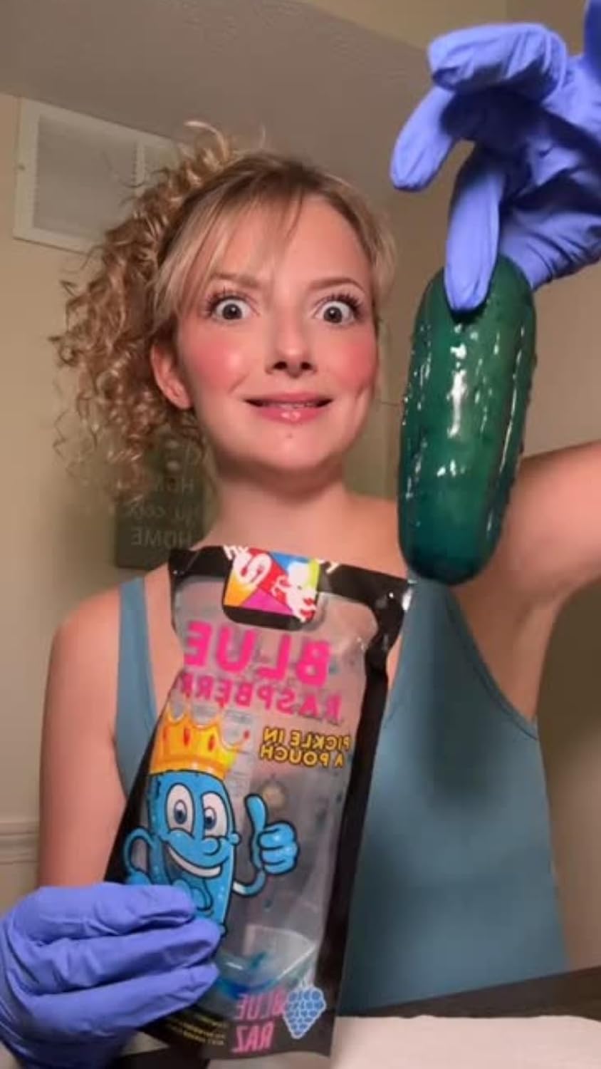 Ashley Dashley's-Chamoy Pickle Kit + Blue Raspberry Pickle Gift Pouch-w/Cotton Candy Crunch Powder, Fruit Roll Ups-Tiktok Trend Items by FoodCrush