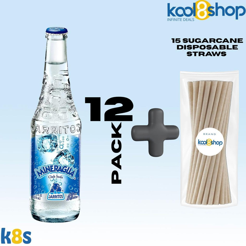 Jarritos Variety Pack Mexican Soft Soda Drink 12 fl oz Glass Bottles 12 Pack + 15 Sugarcane Disposable Straws by KOOL8SHOP Infinite Deals