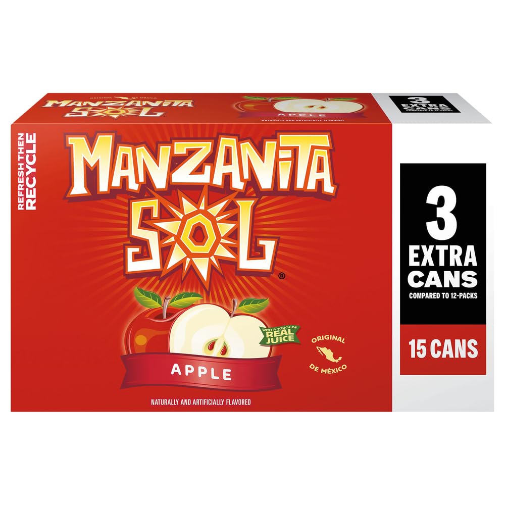 Manzanita Sol, Apple Naturally and Artificially Flavored Soda with a Touch of Real Juice, 12 Fl Oz, 15 Count