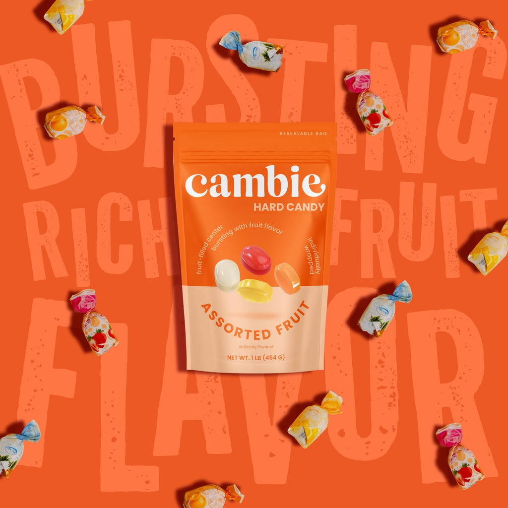 Strawberry Hard Candy Individually Wrapped by Cambie, 2 lbs of Strawberry Candy with a Deliciously Sweet Hard Exterior with a Soft, Fruit-Filled Center
