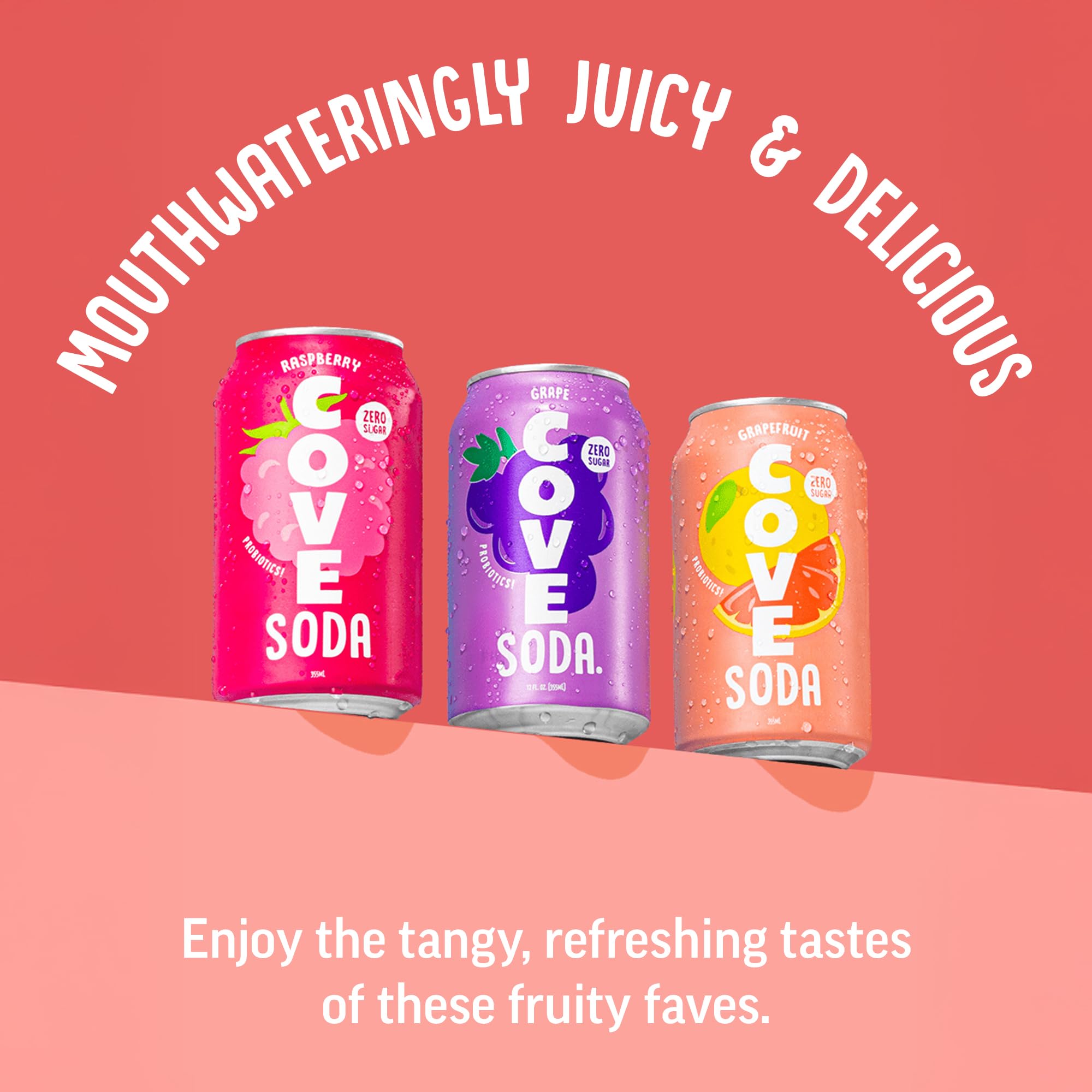 Cove Prebiotic Soda Soft Drinks with Zero Sugar - Refreshing Healthy Soda Alternative with 4g of Fiber for Digestive Support - Natural, Caffeine Free Sparkling Beverage - Frozen Favorites, 12 Pack