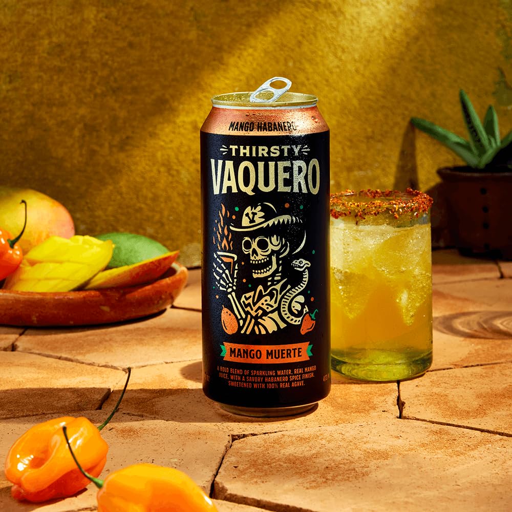 Thirsty Vaquero, Variety Pack, Mexican-inspired soda, Real Fruit Juice & Savory Spices, Organic Agave, Low Calorie | Lime, Salt & Chile, Watermelon Jalapeno, Mango Habanero (12-Pack | 16Oz Cans)