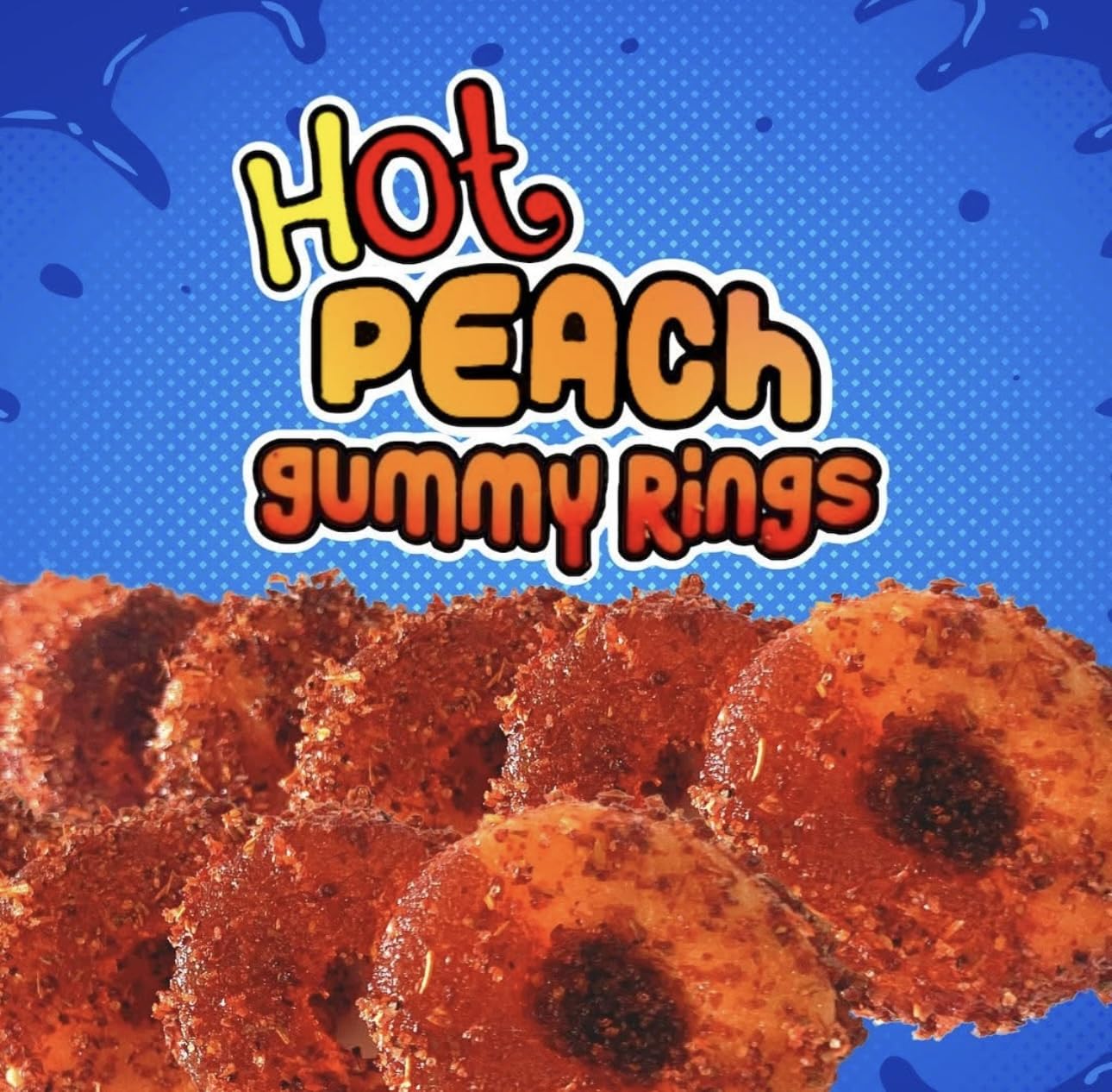 bloody peach gummy rings mexican dulces enchilados w/chamoy dip 11oz