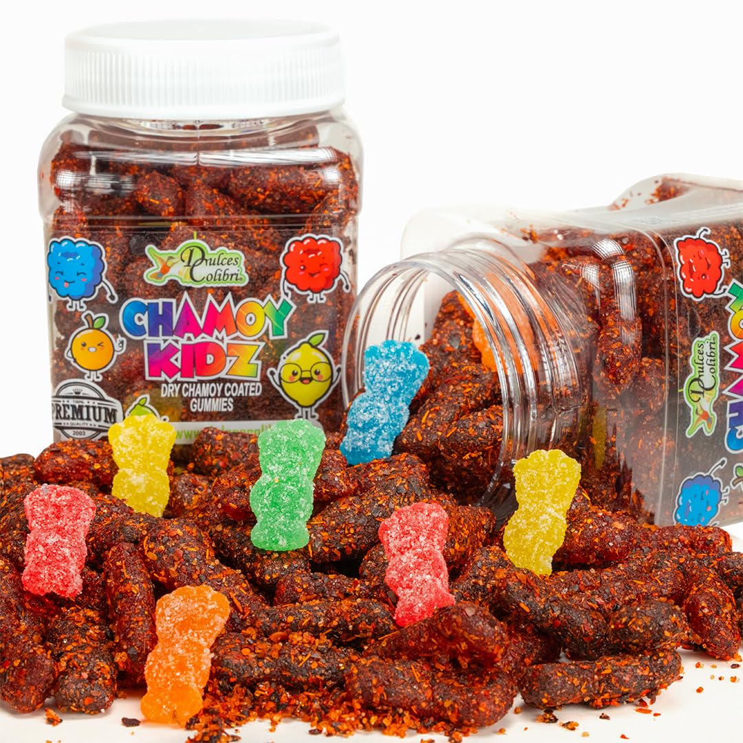 Dry Chamoy Coated Mango Gummies | 9oz Jar | PREMIUM | Mess Free | Authentic Bold Mexican Flavors | Artisan Made, Fresh & Delicious|