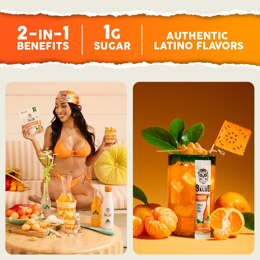 Salud x Jarritos 2-in-1 Hydration Packets + Immunity Electrolytes Powder, Guava - Agua Fresca Drink Mix, Elderberry, Dairy & Soy Free, Non-GMO, Gluten Free, Vegan, 1g Sugar (15 Servings)