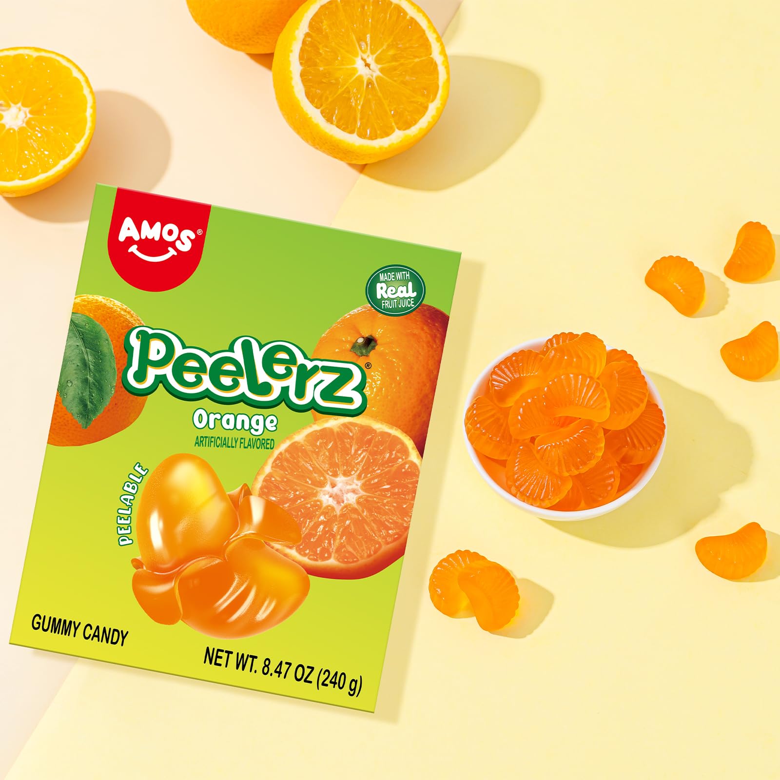 AMOS Peelerz Chili Mango Peelable Gummy Candy, Spicy Sweet Mango Flavor, Real Fruit Juice Infused, 8.47 OZ (240g)