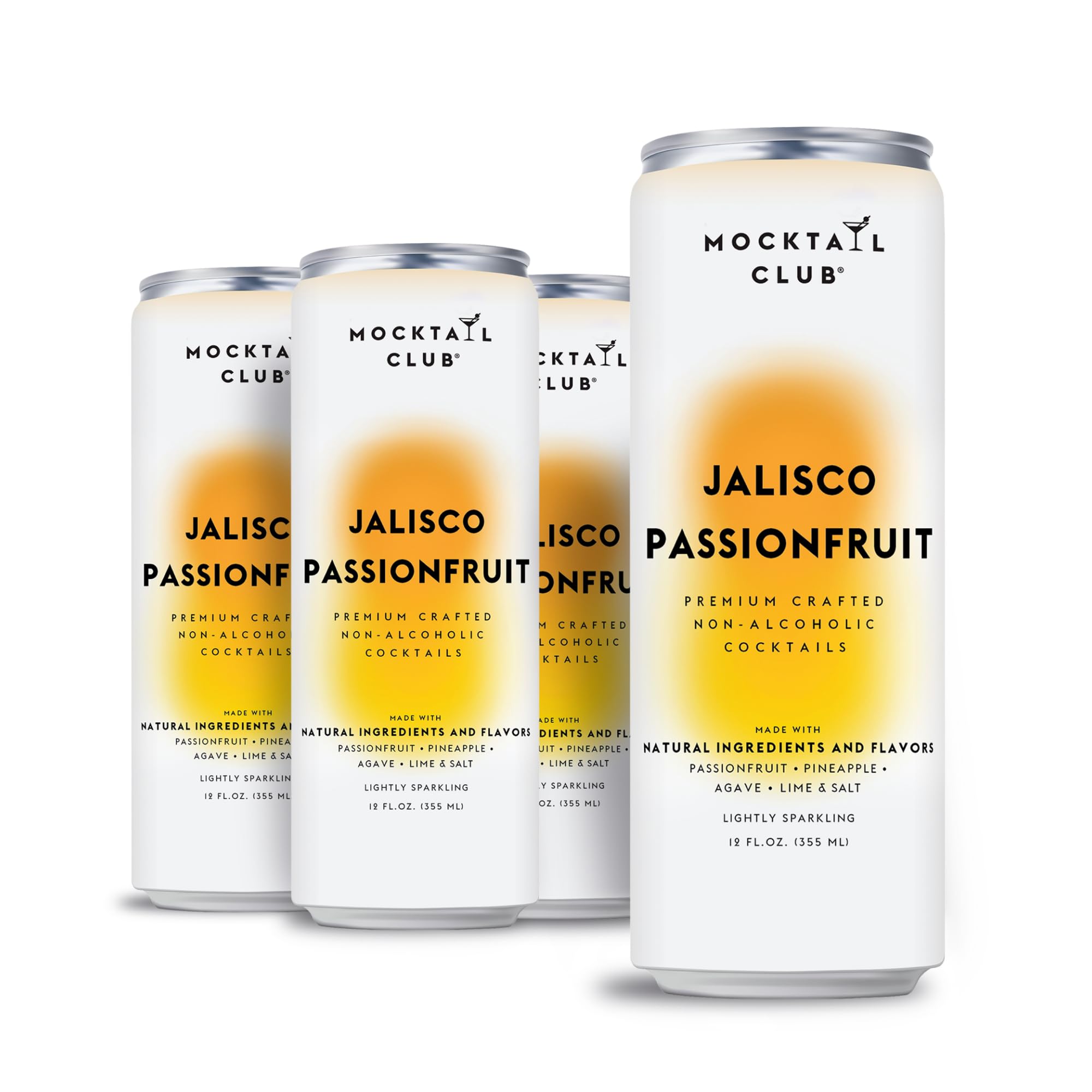 Mocktail Club Jalisco Passionfruit Sparkling Non-Alcoholic Cocktail 12oz (12pk), 80 Cals, Gluten-Free, No Artificial Ingredients, Zero Proof – with Passionfruit