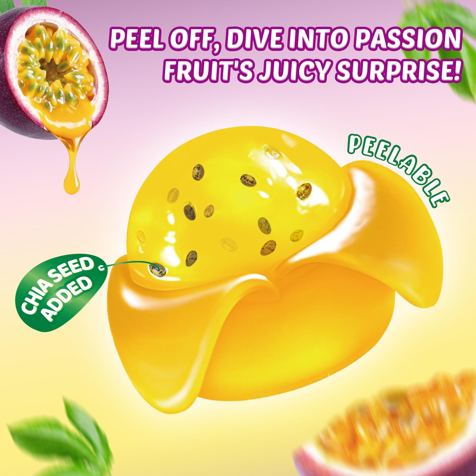 AMOS Peelerz Chili Mango Peelable Gummy Candy, Spicy Sweet Mango Flavor, Real Fruit Juice Infused, 8.47 OZ (240g)