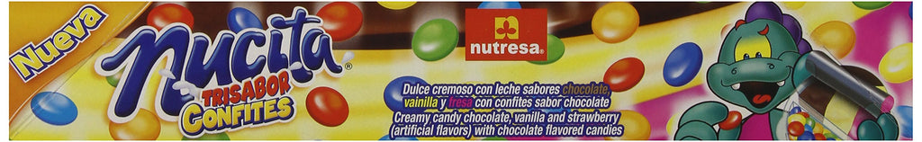 Nucita Confites 3-Flavor Spreadable Candy with Chocolate Candy (12 Pack) | Chocolate, Strawberry & Vanilla Spreadable Candy with Chocolate Flavored Candies