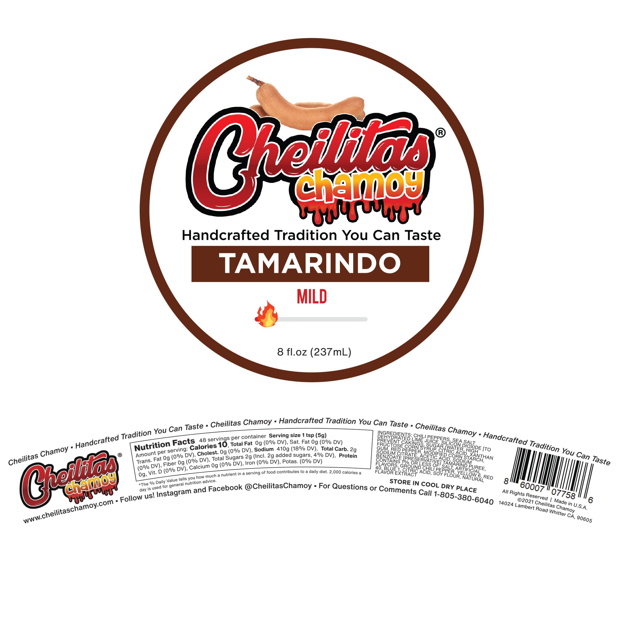 Cheilitas Chamoy Mexican Rim Candy Dip Paste 8 oz | Hand Crafted for Drinks, Cocktails, Micheladas, Beer and More (Tamarind)