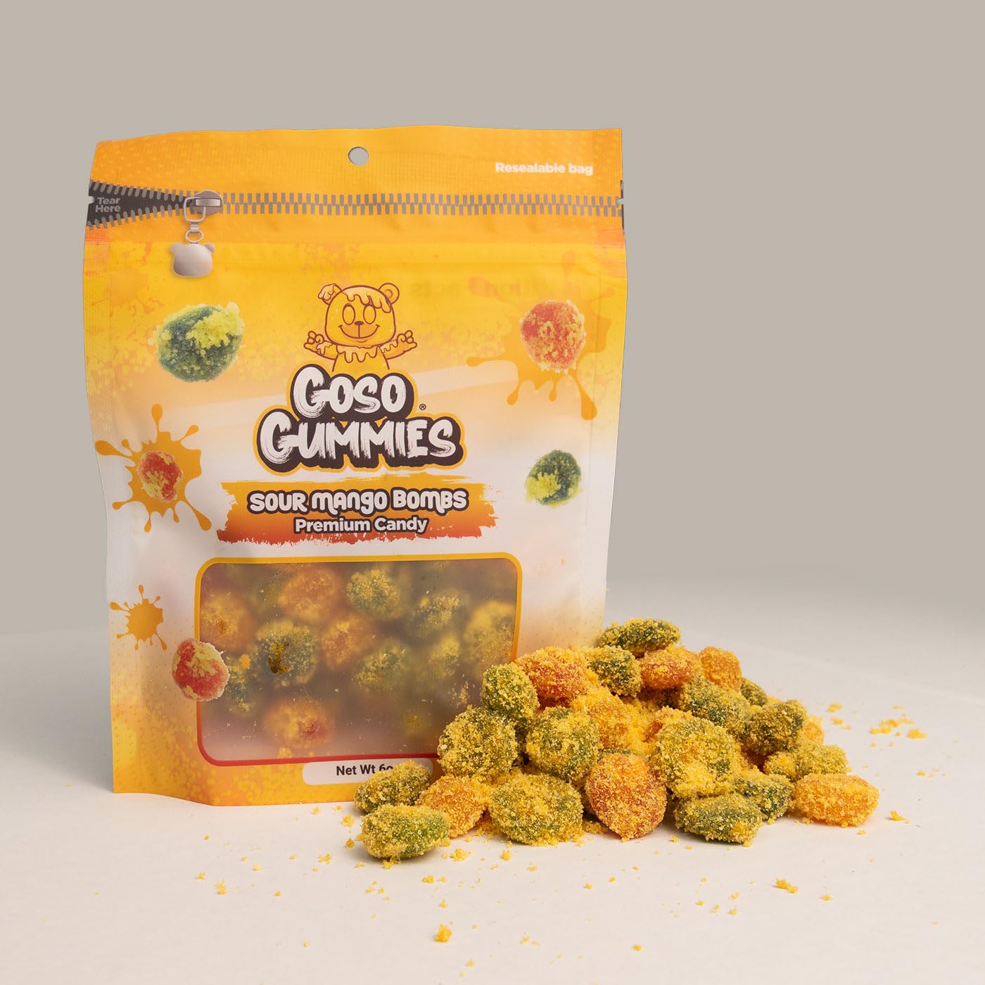 Goso Gummies Spicy Chamoy Gusher Bombs – 6oz Resealable Bag – Tangy Chamoy Filled Gusher Candy