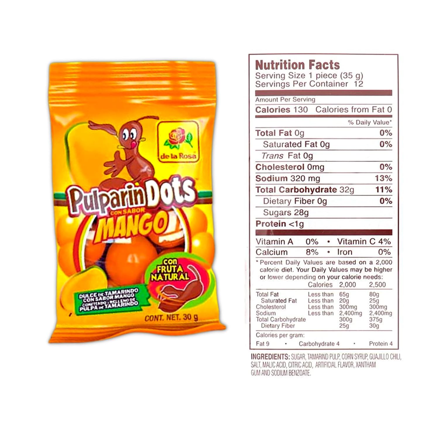 Sweetzo Spicy Mango Pulparindo Mexican Candy Bite Size Hard Shell with Tamarind Pulp Soft Center, Individual Single Serving On the Go Bags, Hispanic Candies Goody Bag Fillers (Pack of 6)