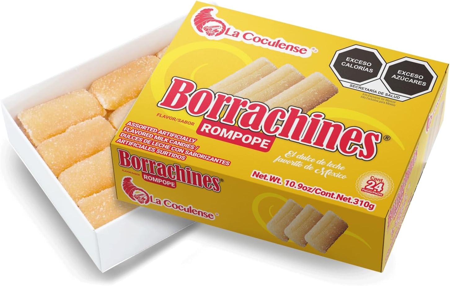 Borrachines La Coculense ROMPOPE FLAVOR 24pcs Box 10.9oz non alcoholic Authentic Mexican Candy