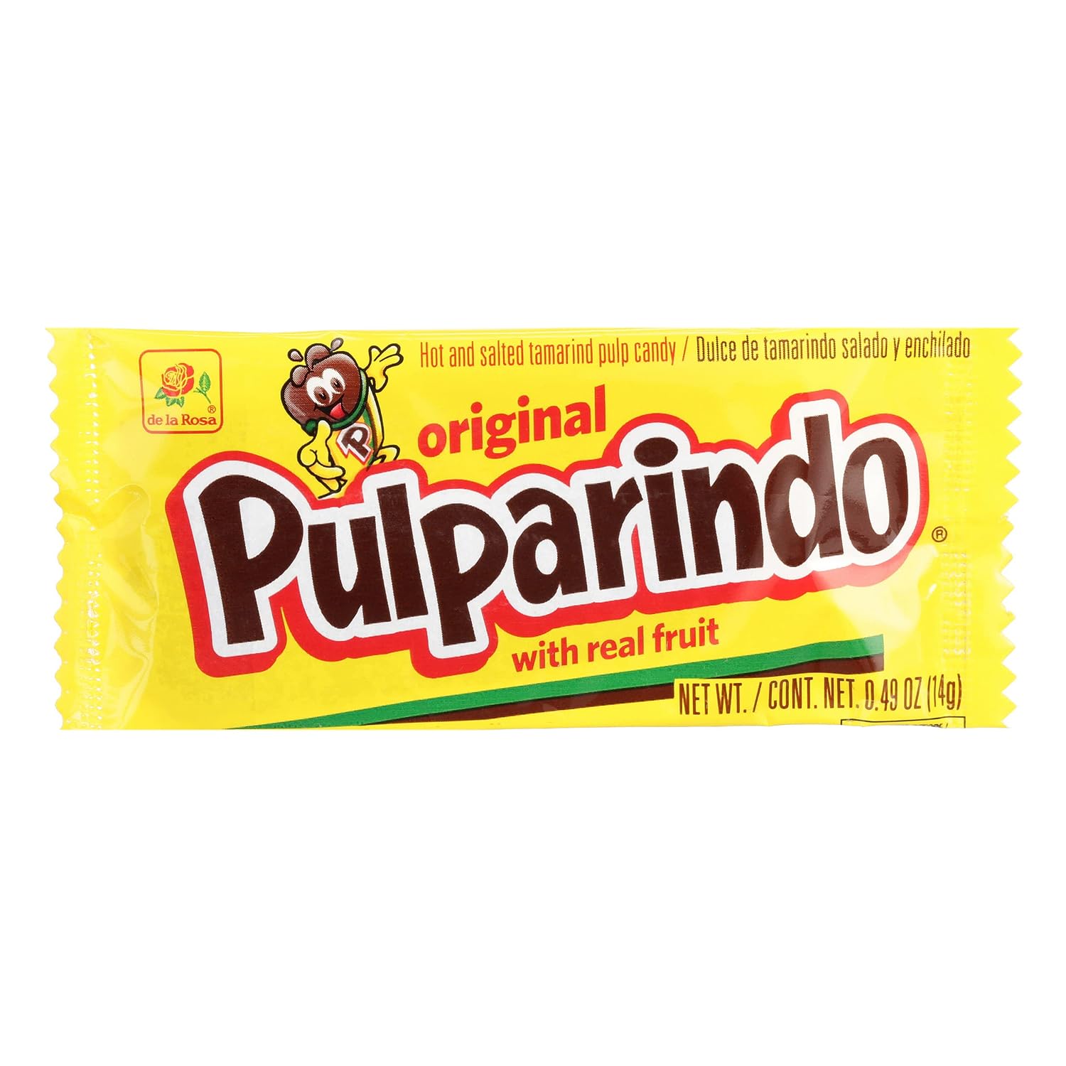 De la Rosa Pulparindo Tamarind Mexican Candy - Original Flavor - One 10 oz (280g) Box with 20 Individually Wrapped Bars