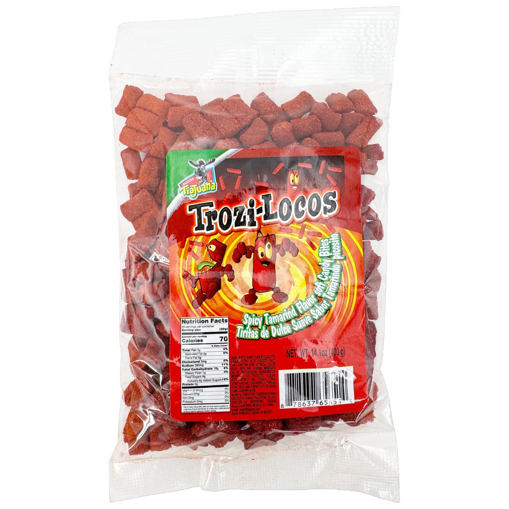 Trozi-Locos Spicy Tamarind Soft Candy Bites 14.1 oz (2 Pack) Sweet & Spicy Tamarind Candy Strips, Authentic Mexican Candy, Tiritas de Tamarindo Picosito