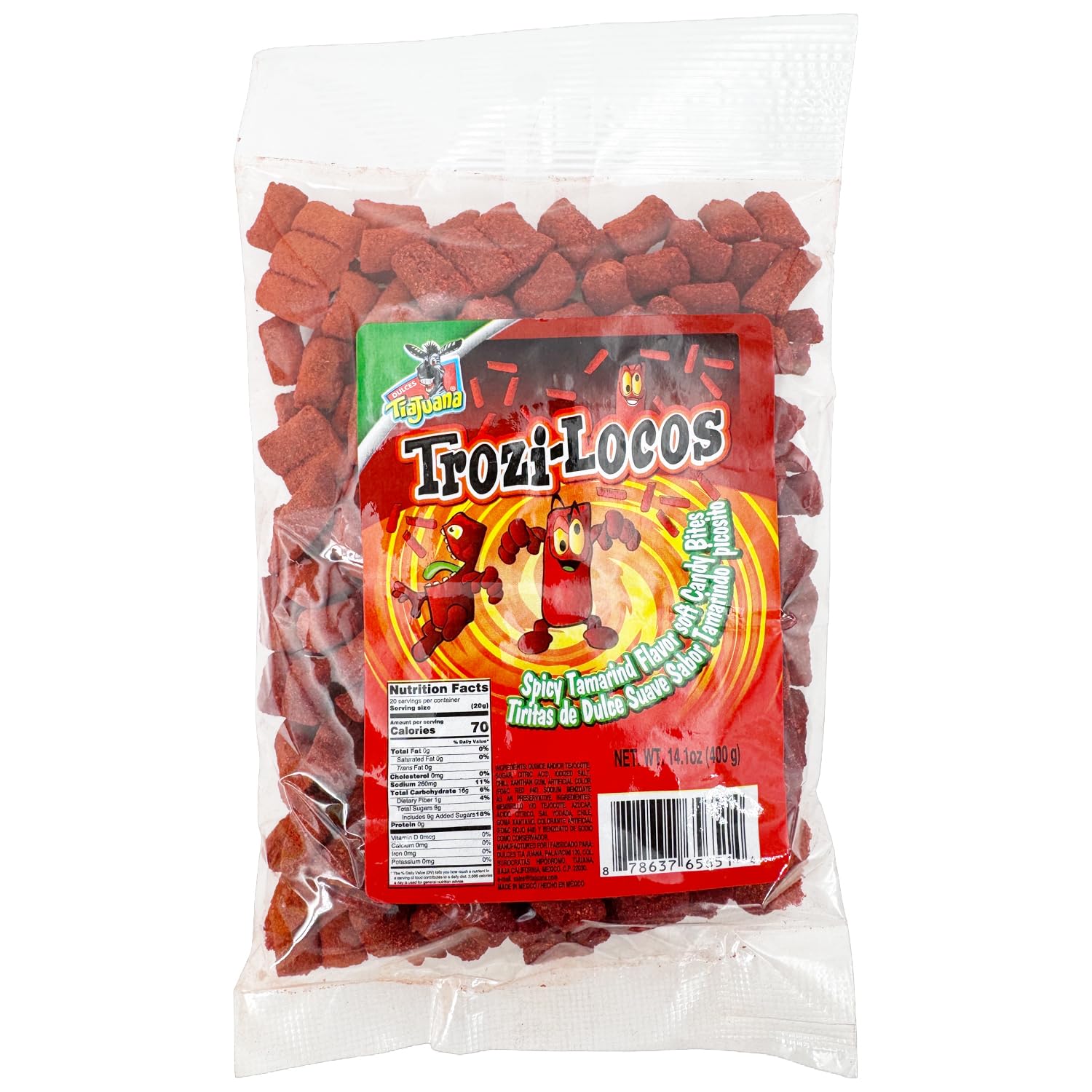 Trozi-Locos Spicy Tamarind Soft Candy Bites 14.1 oz (2 Pack) Sweet & Spicy Tamarind Candy Strips, Authentic Mexican Candy, Tiritas de Tamarindo Picosito
