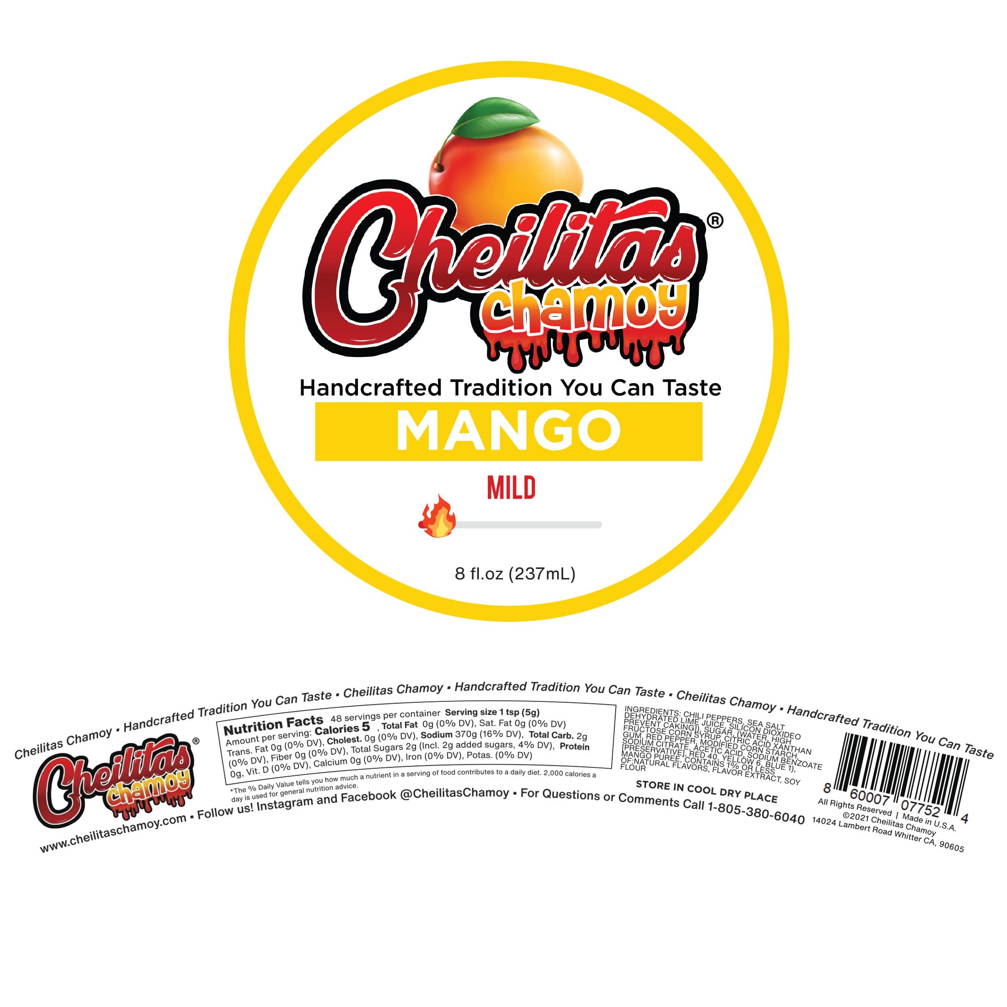 Cheilitas Chamoy Mexican Rim Candy Dip Paste 8 oz | Hand Crafted for Drinks, Cocktails, Micheladas, Beer and More (Tamarind)