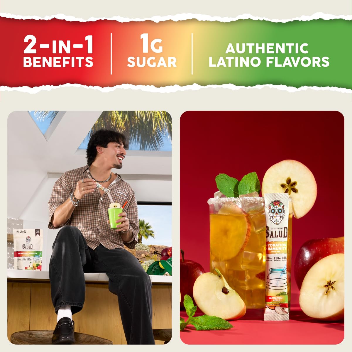Salud x Jarritos 2-in-1 Hydration Packets + Immunity Electrolytes Powder, Guava - Agua Fresca Drink Mix, Elderberry, Dairy & Soy Free, Non-GMO, Gluten Free, Vegan, 1g Sugar (15 Servings)