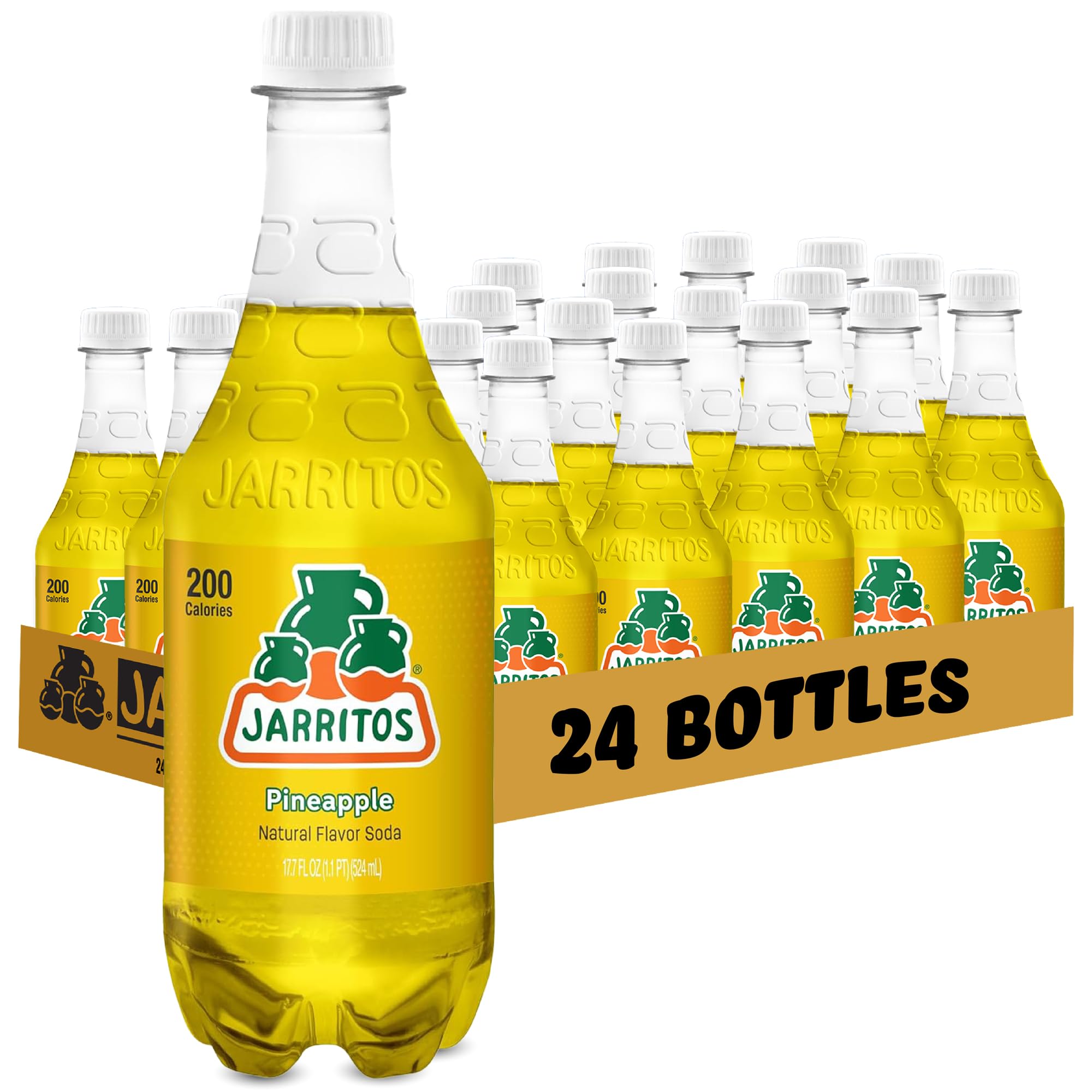 Jarritos - Mexican Soda Soft Drinks, Lime (17.7 oz, 524ml) 24 Bottles - Made with Real Cane Sugar - 0g Fat - Made in Mexico - Natural Flavor Soda Pop - Party & BBQ Beverages