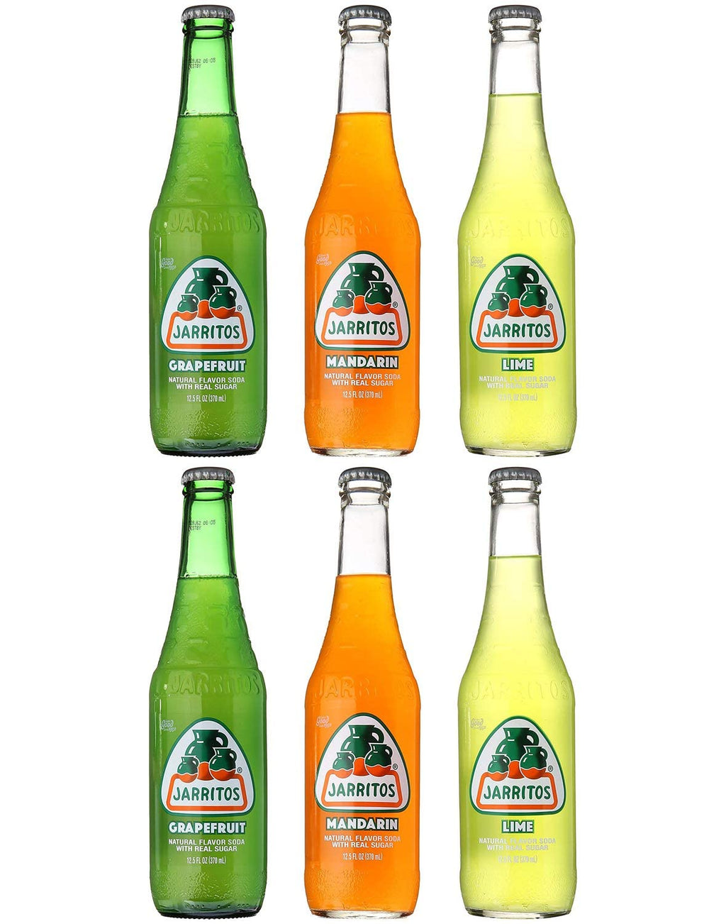 Jarritos Mexican Soft Soda Drink, Grapefruit, Mandarin, Lime - Variety Pack, 12.5oz Glass Bottle Pack of 12