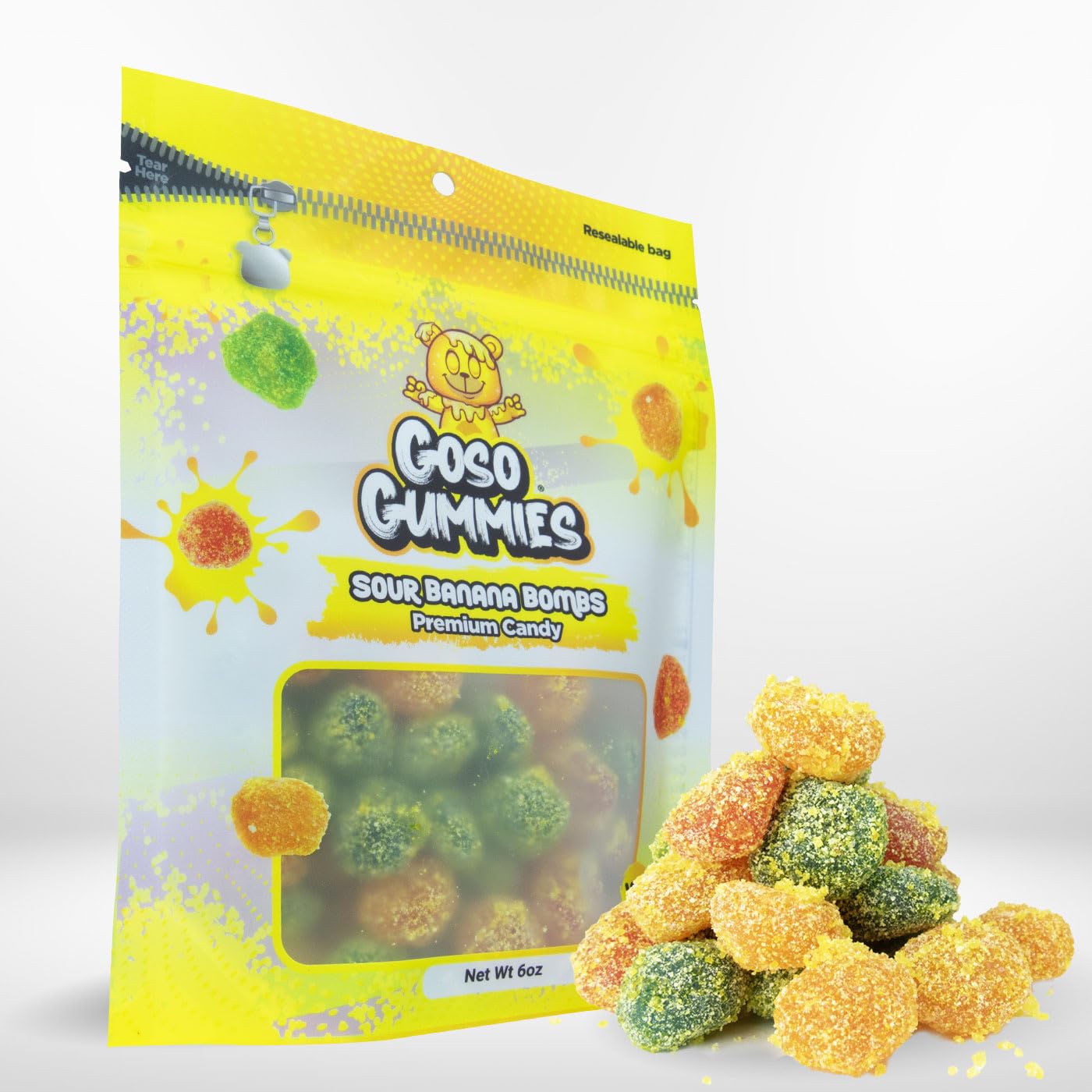 Goso Gummies Spicy Chamoy Gusher Bombs – 6oz Resealable Bag – Tangy Chamoy Filled Gusher Candy